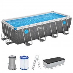 Басейн с метална конструкция, сглобяем, 488x244x122 см, Bestway 561MB Steel Pro MAX Splashview, с филтърна помпа, стълба и покривало 56196