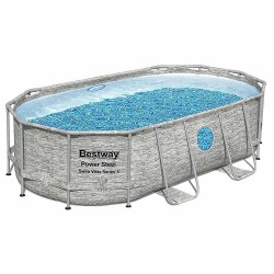 Басейн с метална конструкция, овален, 427x250x100 см, с филтърна помпа, стълба, покривало, дозатор за хлор Bestway 56714 Басейн с метална конструкция, овален, 427x250x100 см, с филтърна помпа, стълба, покривало, дозатор за хлор Bestway 56714