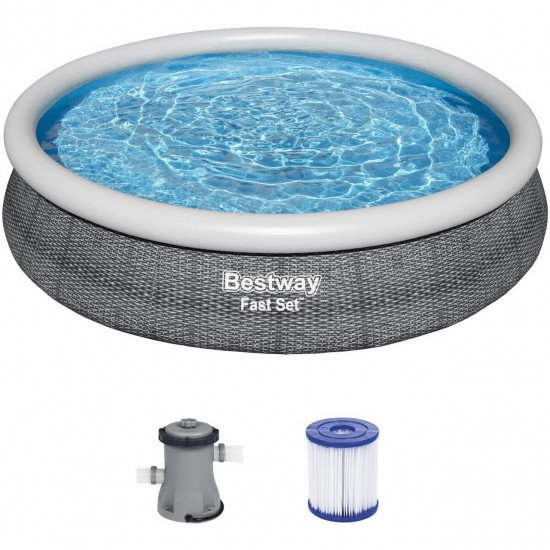 Басейн с надуваем ринг, семеен, 457x84 см, Fast Set, с филтърна помпа Bestway 57313 Басейн с надуваем ринг, семеен, 457x84 см, Fast Set, с филтърна помпа Bestway 57313