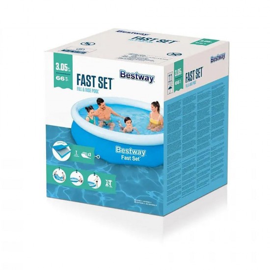 Басейн с надуваем ринг, 305x66см, Fast Set, 3200 л. Bestway 57456 Басейн с надуваем ринг, 305x66см, Fast Set, 3200 л. Bestway 57456