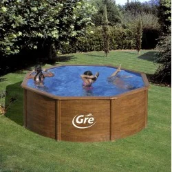 PACIFIC Сглобяем басейн имитация дърво кръг 350x120 см с пясъчен филтър