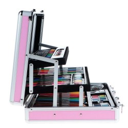 Рисувателен комплект в куфар, 158 части, Розов 15041401