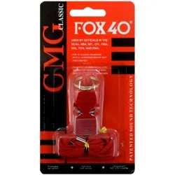 Свирка реферска FOX 40, с връзка и силиконов мундщук, червен 20082704