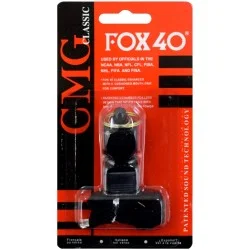 Свирка реферска FOX 40, с връзка и силиконов мундщук, черен 20082705