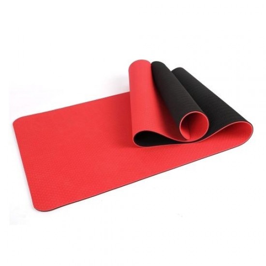 Постелка за йога MAXIMA, 182х61х0.6 см, изработена от TPE, червен с черен, 30101804