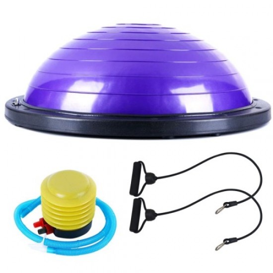 Полутопка за баланс BOSU BALL, 58.5 см, С твърда основа и ластици, Лилав 31067001