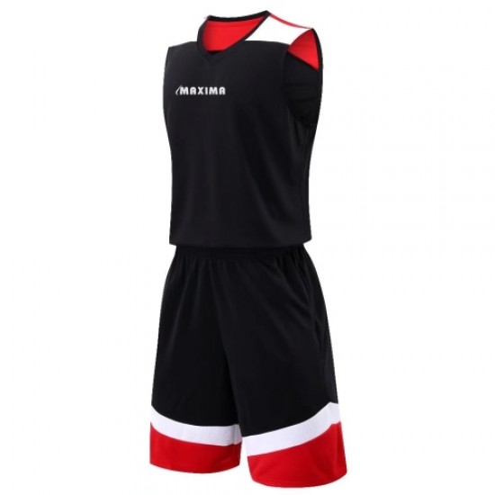 Екип за баскетбол MAXIMA, Черен с червен и бял 400243