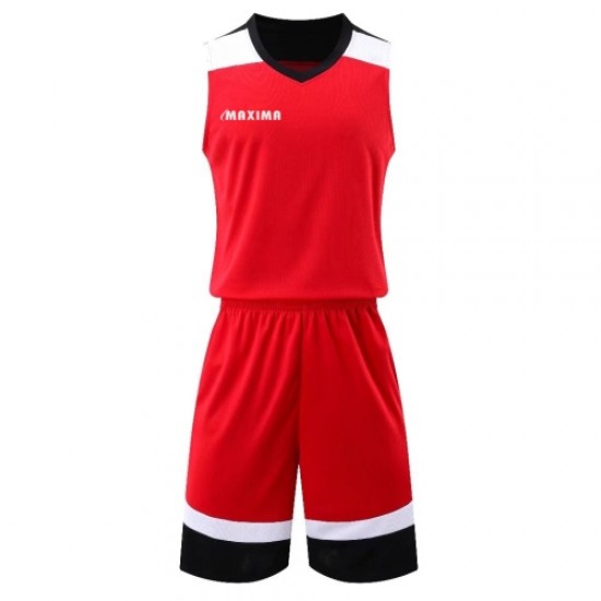 Екип за баскетбол MAXIMA, Червен с черен и бял 400244