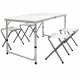 Сгъваема маса за къмпинг MAXIMA, С 4 стола и отвор за чадър, Бяла 60021001