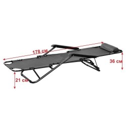 Сгъваем стол, шезлонг, легло 3 в 1, 178 см, Син