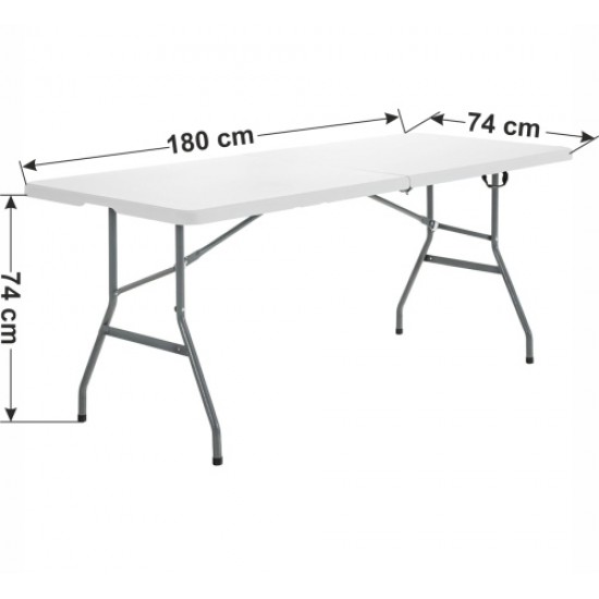 Сгъваема маса за кетъринг, пикник, градина и къмпинг MAXIMA, От HDPE и стомана, 180х74хH74 см. 600706