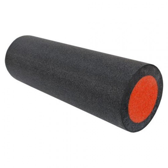 Фоумролер за пилатес и йога с гладка повърхност 45х15х15 см - Черен с червен