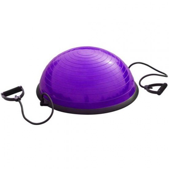 Полутопка за баланс BOSU Ball 60 см с твърда PVC основа и ластици - Лилава