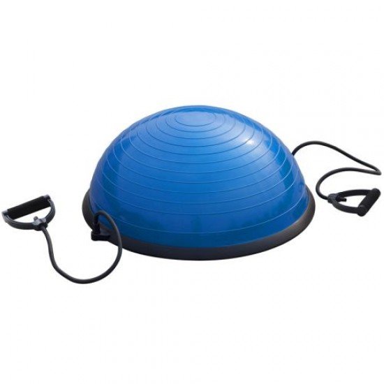 Полутопка за баланс BOSU Ball 60 см с твърда PVC основа и ластици - Синя
