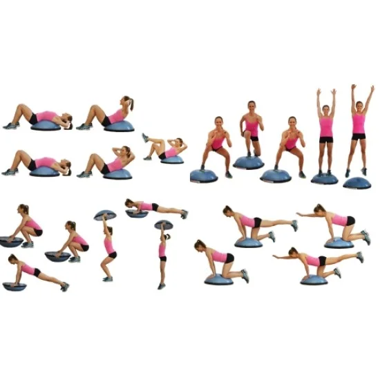 Полутопка за баланс BOSU Ball 60 см с твърда PVC основа с бодлички и ластици