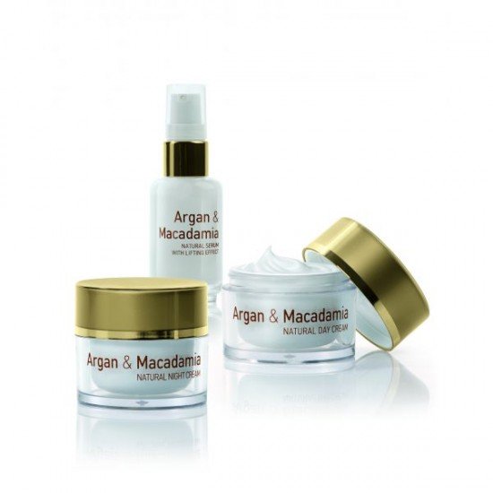 Натурален комплект с Арган и Макадамия Natural Cosmetic - Дневен крем, Нощен крем и Серум с лифтинг ефект Натурален комплект с Арган и Макадамия Natural Cosmetic - Дневен крем, Нощен крем и Серум с лифтинг ефект