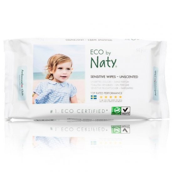 Naty Мокри кърпички Sensitive без аромат 56 бр.