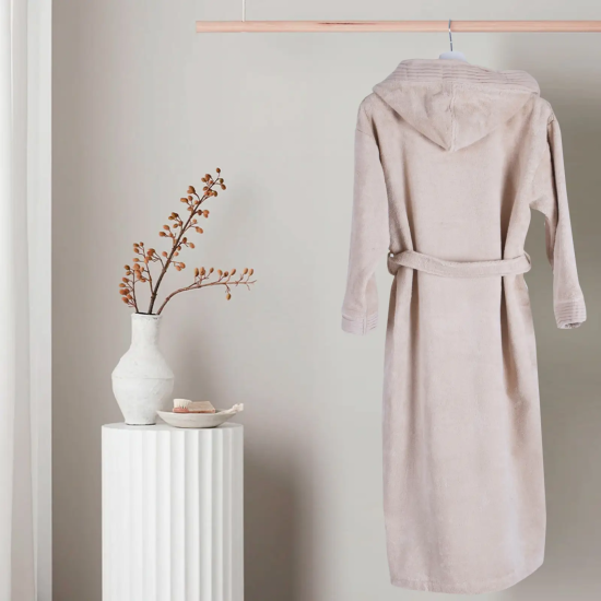 Халат за баня Пюър S - Екрю