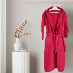 ХАЛАТ ЗА БАНЯ ПЮЪР L - РОЗОВ