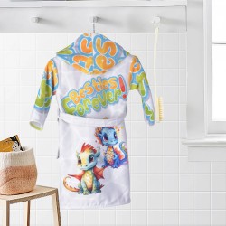 ДЕТСКИ ХАЛАТ ЗА БАНЯ DF ПЕЧАТ M - ДИНОЗАВРИ, размер М 4060200215