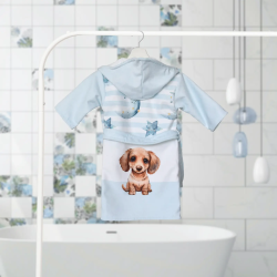 ДЕТСКИ ХАЛАТ ЗА БАНЯ DF ПЕЧАТ S - КУЧЕ 4060200237