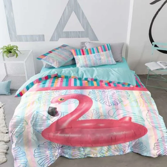 Единичен комплект Ранфорс - Фламинго пояс Единичен комплект Ранфорс - Фламинго пояс