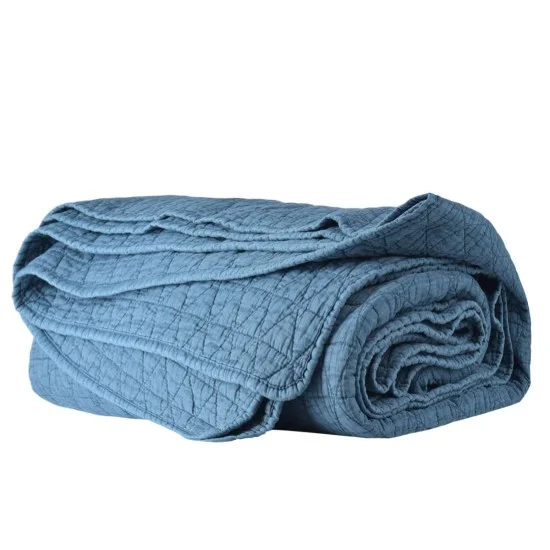 Покривало за легло с ефект варен памук 220/240 - Петрол