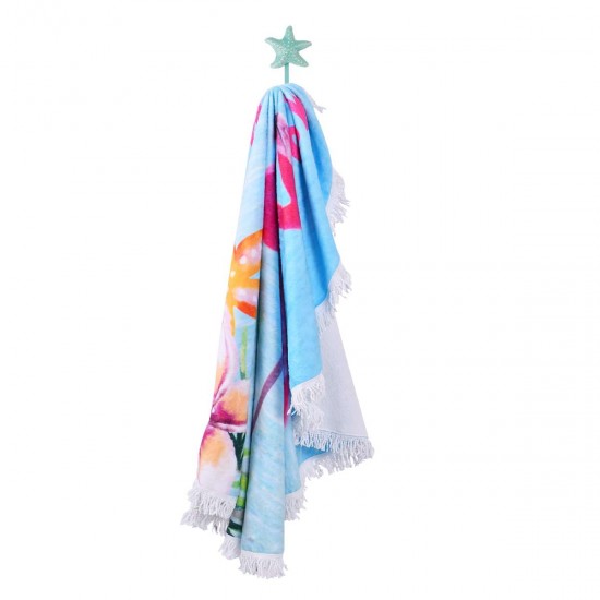 Хавлиена кърпа с ресни DF печат Ф150 - Фламинго