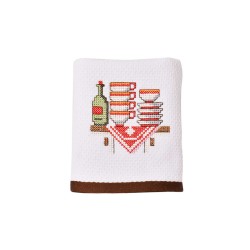 Кухненска хавлиена кърпа Бродерия 40/60 - Кафяви Чинии