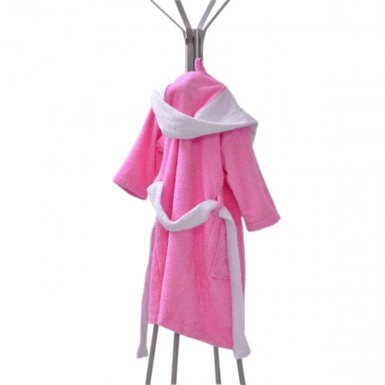 Детски халат за баня XL - Розов/Бял