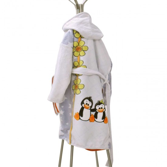 Детски халат за баня DF печат L - Пингвини