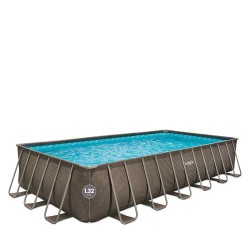 Сглобяем басейн FunSicle Oasis Pool Rattan (правоъгълен / 7.32 x 3.66 x 1.32 м) с метална рамка и филтрираща система Polygroup, P4Q2412LB0EU