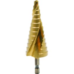 Свредло за ламарина стъпаловидно HEX 1/4" HSS+TIN spiral flute Ø6-30mm