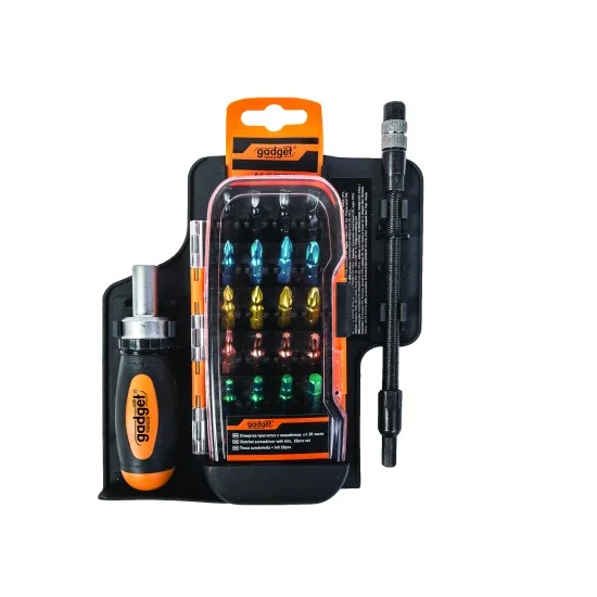 Отвертка-тресчотка с цветни накрайници, к-т 26 части GD