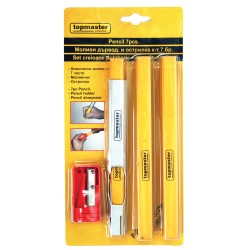 Моливи дърводелски и острилка к-т 7бр TMP