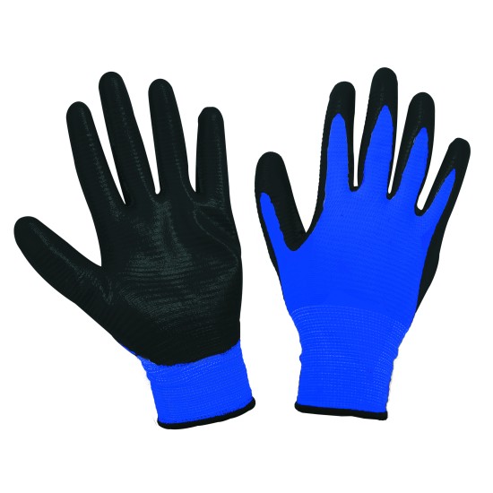 Ръкавици синьо трико / черен нитрил TS