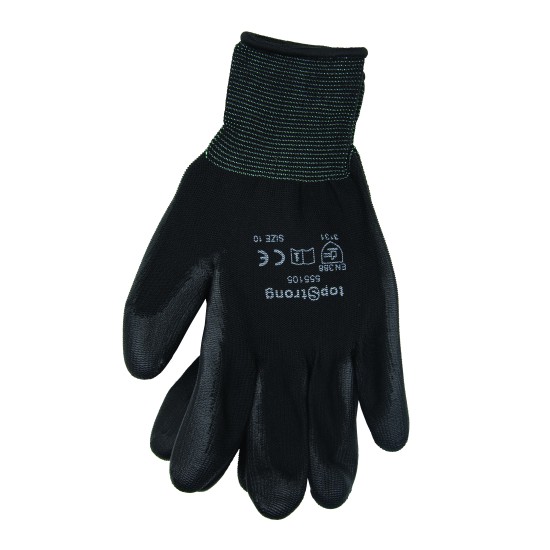 Ръкавици топени в полиуретан-черни, р-р 10 TS