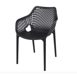 Градински стол Еър XL черен полипропилен с фибро стъкло Siesta