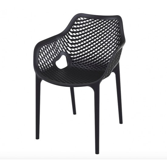 Градински стол Еър XL черен полипропилен с фибро стъкло Siesta