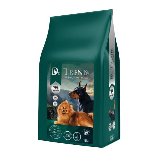 DR. TREND COMPLETE DRY PET FOOD FOR ADULT DOGS OF SMALL BREEDS WITH BEEF 15 KG – СУХА ХРАНА ЗА КУЧЕТА DR. TREND COMPLETE DRY PET FOOD FOR ADULT DOGS OF SMALL BREEDS WITH BEEF 15 KG – СУХА ХРАНА ЗА КУЧЕТА