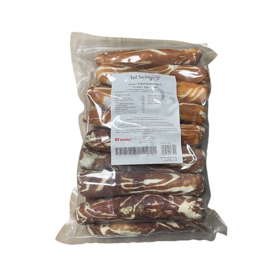 Лакомство за куче TAILSWINGERS CHICKEN AND BEEF MARBLE ROLLS L 37,5 CM 170 GR 6 PCS Лакомство за куче TAILSWINGERS CHICKEN AND BEEF MARBLE ROLLS L 37,5 CM 170 GR 6 PCS