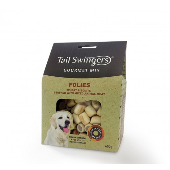 Бисквити за куче TAIL SWINGERS GOURMET MIX FOLLIES BISCUITS SMALL BITES 400 GR. Бисквити за куче TAIL SWINGERS GOURMET MIX FOLLIES BISCUITS SMALL BITES 400 GR.