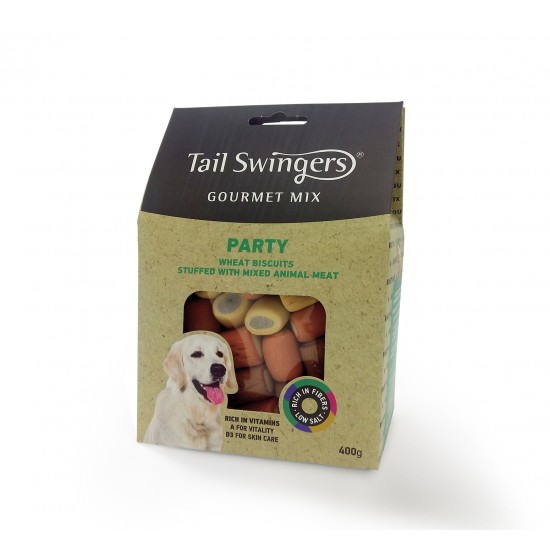 Бисквити за куче TAIL SWINGERS GOURMET MIX PARTY BISCUITS 400 GR. Бисквити за куче TAIL SWINGERS GOURMET MIX PARTY BISCUITS 400 GR.