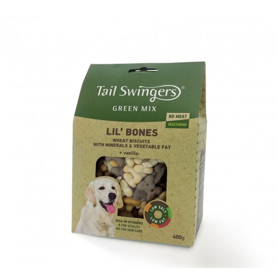 Бисквити за куче TAIL SWINGERS GREEN MIX LIL BONES BISCUITS 400 GR. Бисквити за куче TAIL SWINGERS GREEN MIX LIL BONES BISCUITS 400 GR.