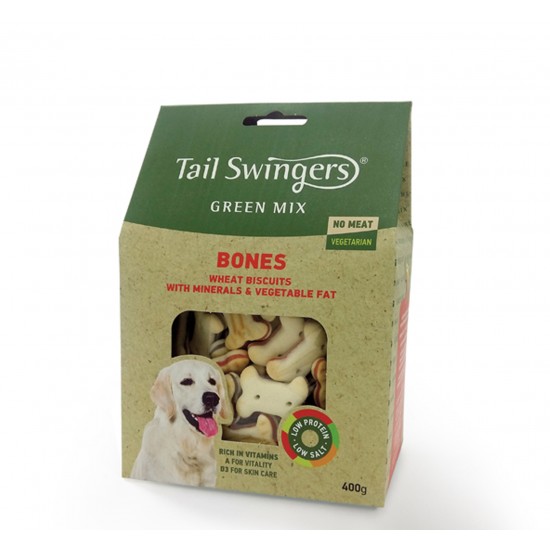 Бисквити за куче TAIL SWINGERS GREEN MIX BONES BISCUITS 400 GR. Бисквити за куче TAIL SWINGERS GREEN MIX BONES BISCUITS 400 GR.