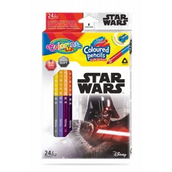 Двувърхи цветни моливи 12/24 цвята и острилка Star Wars Disney Colorino Двувърхи цветни моливи 12/24 цвята и острилка Star Wars Disney Colorino