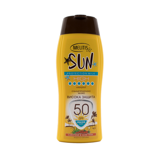 Слънцезащитно мляко “Melitis” SPF 50 с каротен и алое вера 200 ml