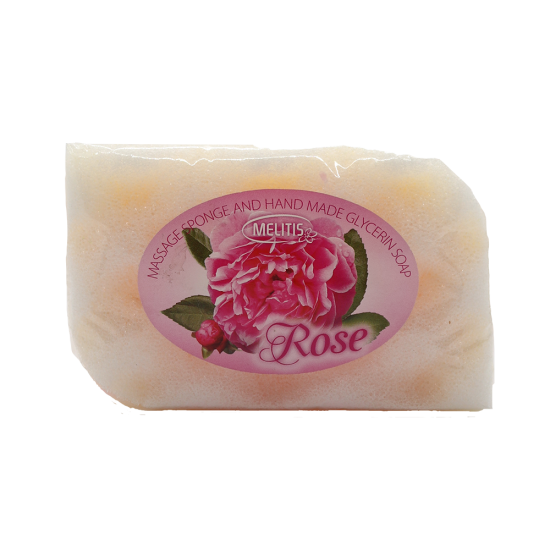 Масажна гъба с глицеринов сапун "Melitis Beauty Rose“ с аромат на роза 75 g