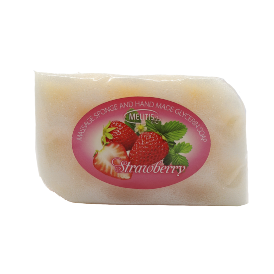 Масажна гъба с глицеринов сапун "Melitis Beauty Rose“ с аромат на ягода 75 g