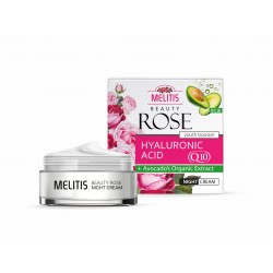 Нощен крем за лице "Melitis Beauty Rose" с хиалуронова киселина, Q10 и натурален екстракт от авокадо 50мл.